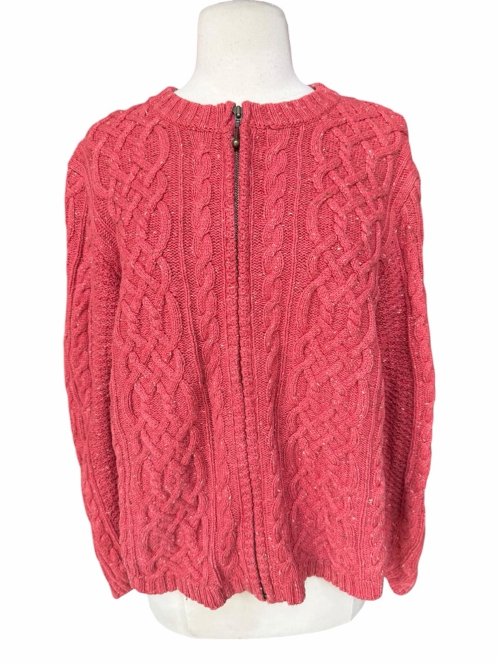 Late 90s/Early Y2K Croft & Barrow Silk/Wool/Cotton Coral Marled Cable-Knit